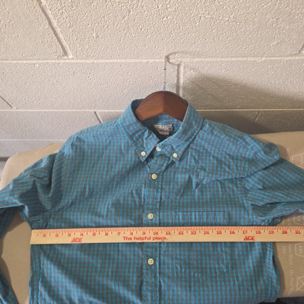 J. Crew Teal and Taupe Check Button-Down Shirt